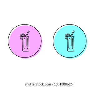 Two style illustration, pink and cyan Cocktail vector icon, alcohol symbol