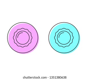 Two style illustration, pink and cyan Cap from a Beer Bottle Alcohol Drink with front view