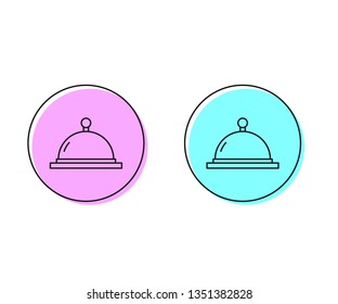 Two style illustration, pink and cyan Tray with cover. Restaurant concept