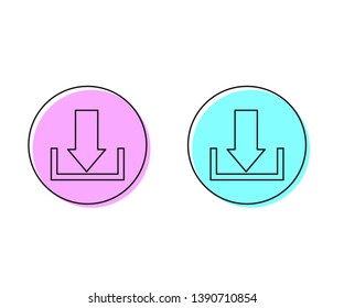Two style illustration, pink and cyan Download vector icon, install symbol.