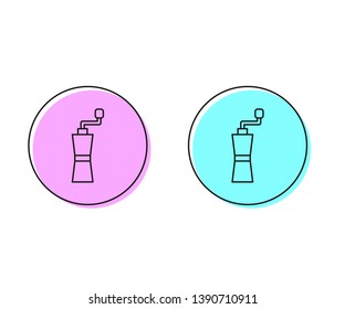 Two style illustration, pink and cyan Grinder icon vector. Coffee time