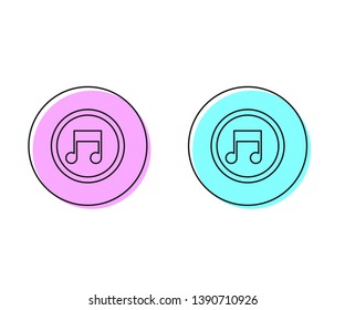 Two style illustration, pink and cyan Music icon vector. Melody, song, note, sound, audio sign
