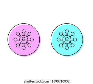 Two style illustration, pink and cyan Connection and social network vector icon