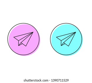 Two style illustration, pink and cyan Paper plane icon vector. Send Message