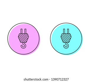 Two style illustration, pink and cyan Industrial hook - construction crane hook