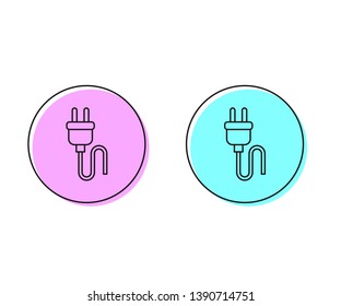 Two style illustration, pink and cyan Power cord sign icon. The wire icon. electric plug