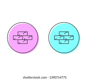 Two style illustration, pink and cyan Wall Icon. Wall brick symbol for your web site design