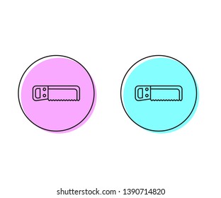 Two style illustration, pink and cyan The saw icon. Saw symbol.