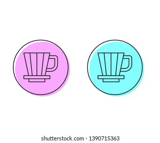 Two style illustration, pink and cyan Cone shaped dripper Hario v60 icon.