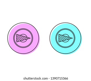 Two style illustration, pink and cyan Cup cake icon. Dessert symbol
