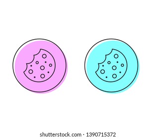 Two style illustration, pink and cyan Cookie icon. Biscuit cookie or biscotti vector icon