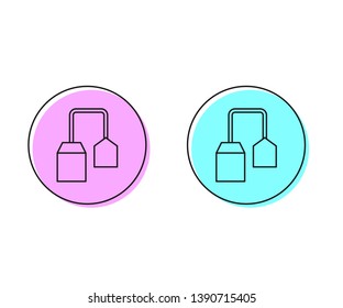 Two style illustration, pink and cyan Tea bag icon. Vector mock up for your tea advertising design.