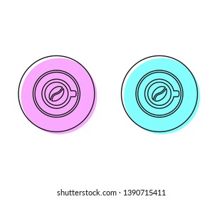 Two style illustration, pink and cyan Coffee cup icon. Coffee time