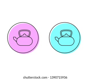 Two style illustration, pink and cyan Teapot icon. Drinks sign symbol