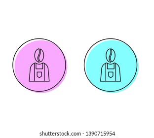 Two style illustration, pink and cyan Coffee barista icon. Coffee time