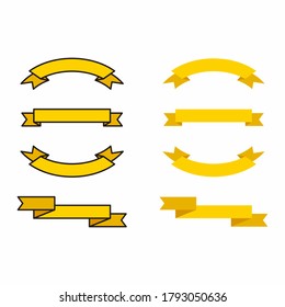 two style of line and flat yellow color isolated banner design vector