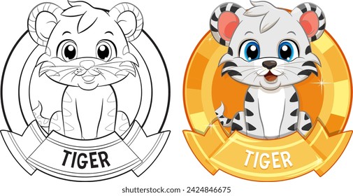 Two styles of a cartoon tiger mascot design.