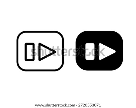 Two styles of fast forward icons one outlined and one filled, ideal for media controls, UI navigation, or app interface design elements