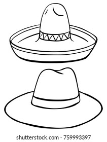 Ilustración de dos estilos de sombreros