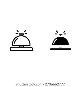 Two styles of service bell icon, outline and filled, isolated on