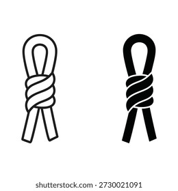 Two styles of simple knot icon, outline and filled, isolated on