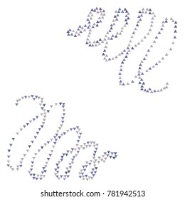 Two Stylish Blue Stripes of Confetti on White Background