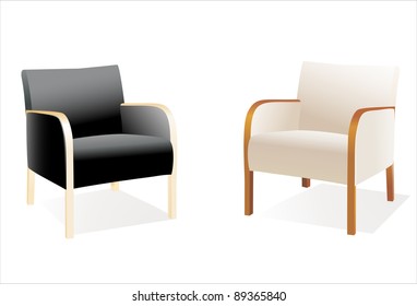 Two stylish contemporary chairs over white.Vector illustration flat design.