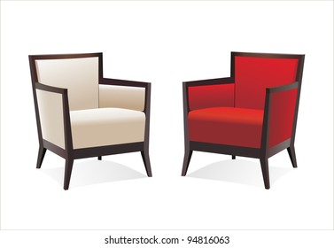 Two stylish contemporary chairs over white