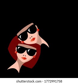 Dos novias elegantes. Ilustración vectorial en colores oscuros