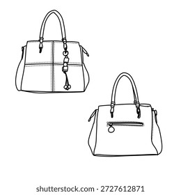 Zwei stylische Handtaschen mit Top-Griffen und detailreichen Nähten, perfekt für modebewusste Frauen.