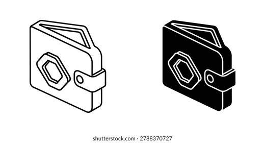 Two stylish isometric wallet icons shown in light and dark color schemes for various design projects and digital illustrations.