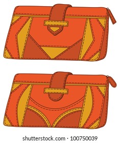 Two stylish leather wallets for money. Vector