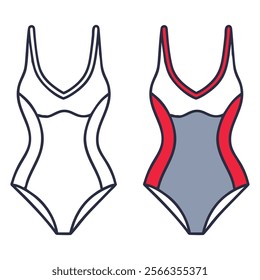 Two Stylish One-Piece Swimsuits in Vector Illustration