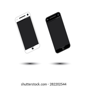 Two stylish phone black and white vector illustration