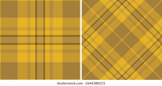 Dos elegantes patrones de cuadros en tonos amarillo mostaza y marrón. Perfecto para el diseño textil, ropa, embalaje o fondos de Sitio web.