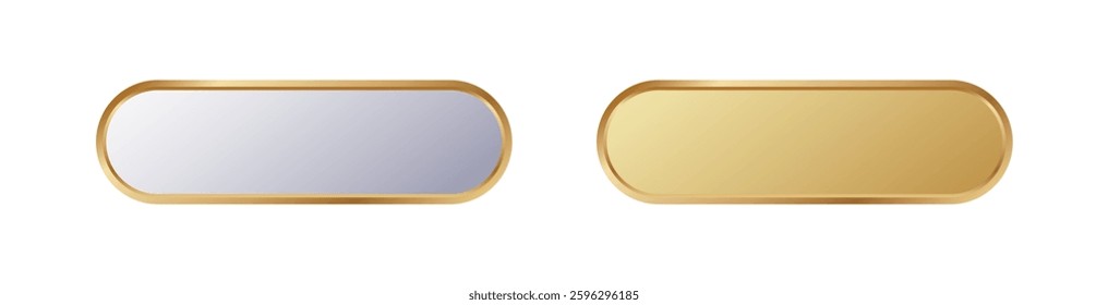 Two stylish rectangular items feature golden edges: a reflective surface and a shiny gold plate.