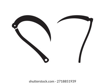 dois vetor de silhueta elegante Scythe no fundo branco