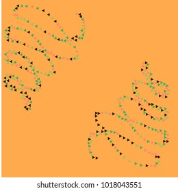 Two Stylish Stripes of Confetti on Orange Background