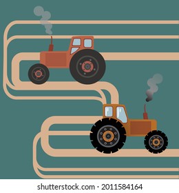 Dos tractores elegantes en un vector. Colores originales, concepto interesante.
