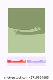 Two stylized arms reach out to interlock in a gentle embrace. This minimalist illustration uses soft tones to represent deep human connection and mutual support.