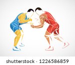 two stylized athlete sport vector wrestling