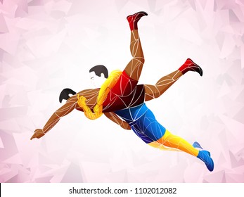 two stylized athlete sport vector wrestling