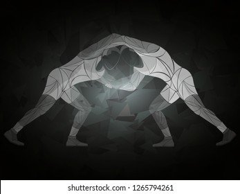 two stylized athlete sport vector wrestling