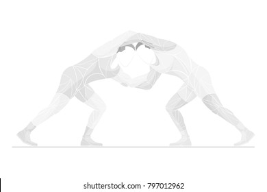 two stylized athlete sport vector wrestling. fight light