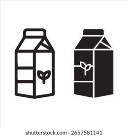 Dos cartones de bebidas estilizados, uno delineado y otro negro sólido, con emblemas de hojas.