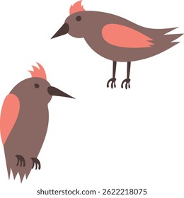 Two stylized birds in a flat design for any social.
