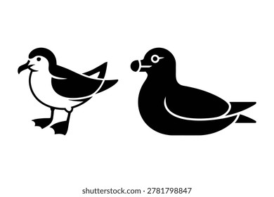 Two stylized birds a gull and a duck vector illustration with waterfowl, wildlife