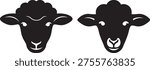 Two stylized black sheep heads in silhouette, farm animal icon symbol
