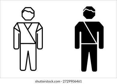 Dos figuras geométricas estilizadas en blanco y negro con líneas inclinadas en sus cuerpos y cabezas