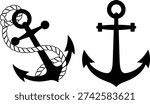 Two stylized black and white nautical anchors with intricate rope details